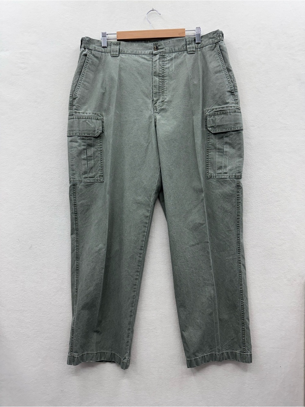 LL Bean Men’s 40x32 Tropic Weight Cargo Pants Cotton Y2K Utility Green